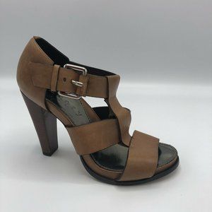 Theory Tan Leather Strappy Heels Sandals US Sz 6